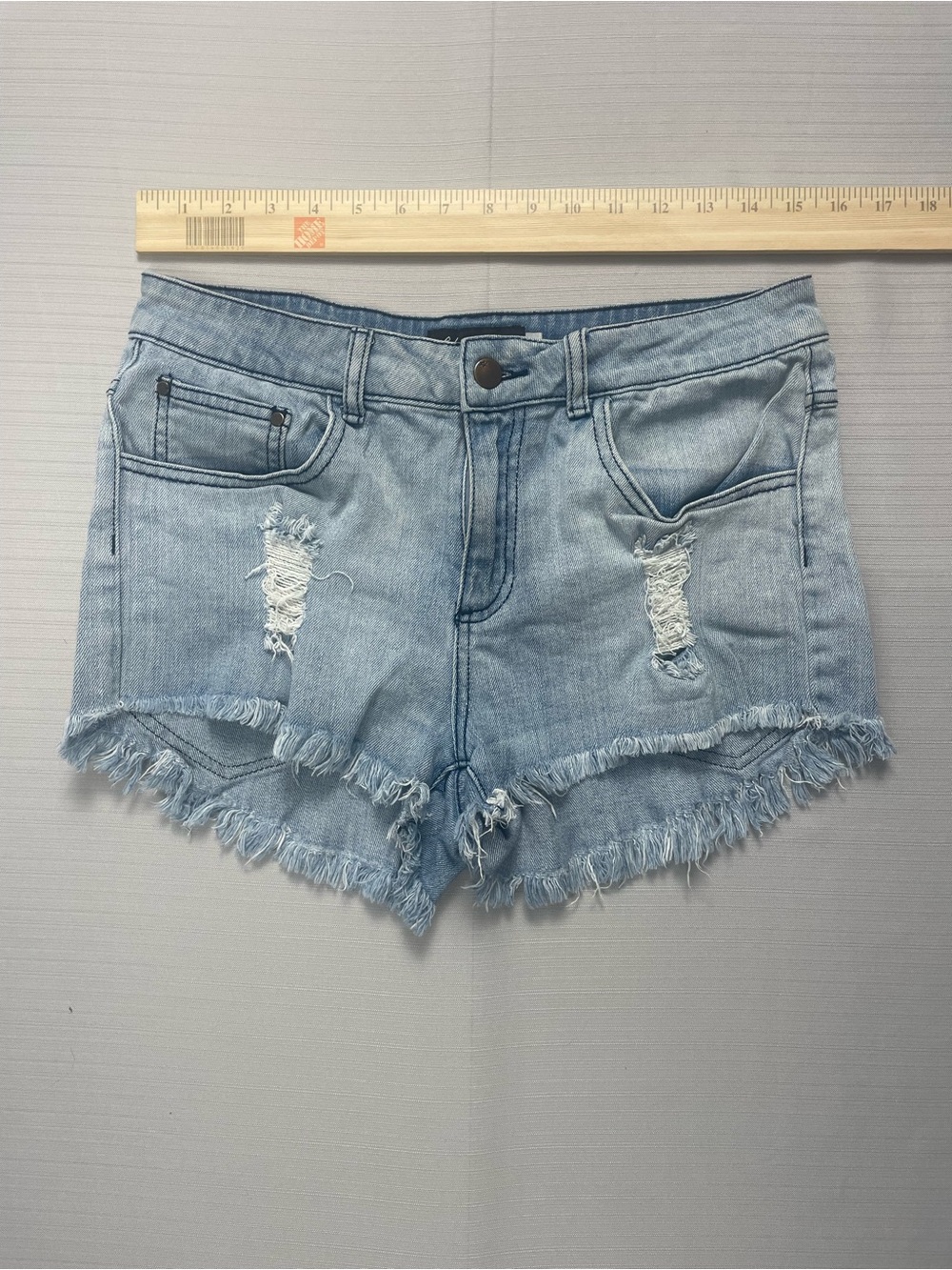 Harlow Light Wash Distressed Denim Cutoff Shorts - Size 29